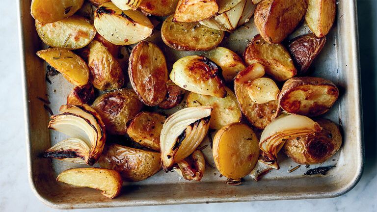 Roasted Potatoes with Onions and Rosemary; photograph by David Malosh