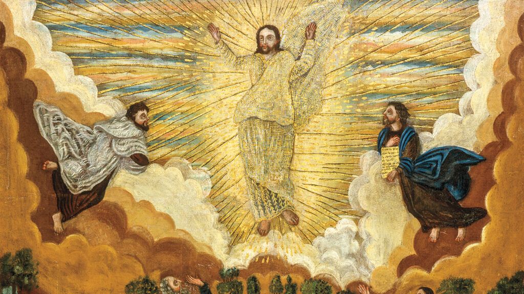 An artist's depiction of Jesus and the Transfiguration; Photo credit: Schalkwijk/Art Resource