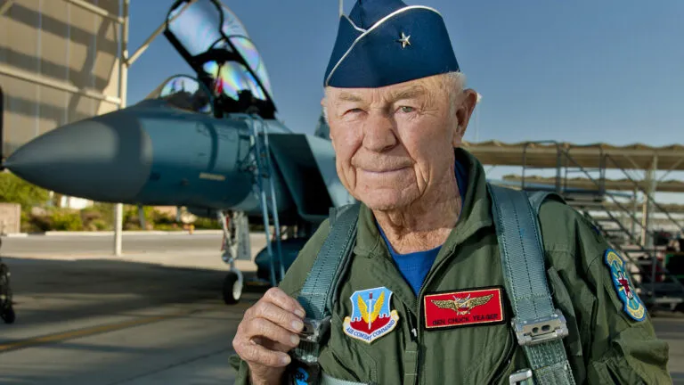 Chuck Yeager by Master Sgt. Jason Edwards; ttps://www.dvidshub.net/image/722033, Public Domain