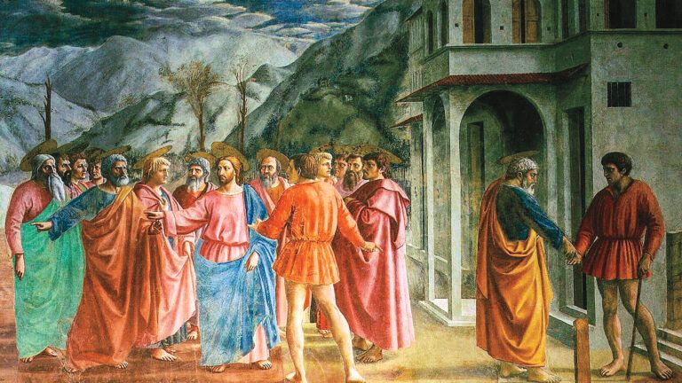 The Tribute Money, a ﬁfteenth-century Florentine fresco by Masaccio; Photo credit: Wikimedia Commons