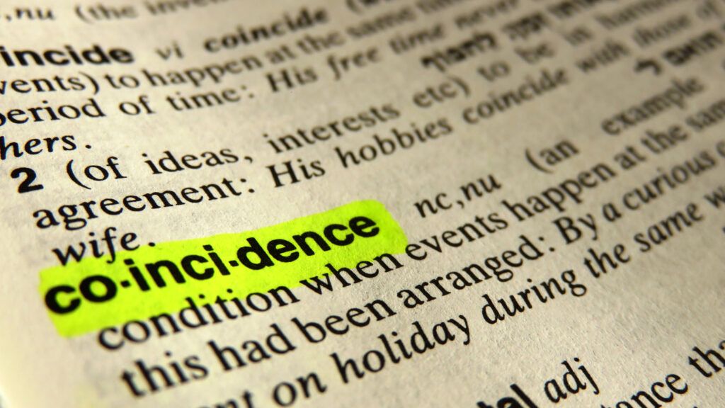 Definition of coincidence in a dictionary; Getty Images