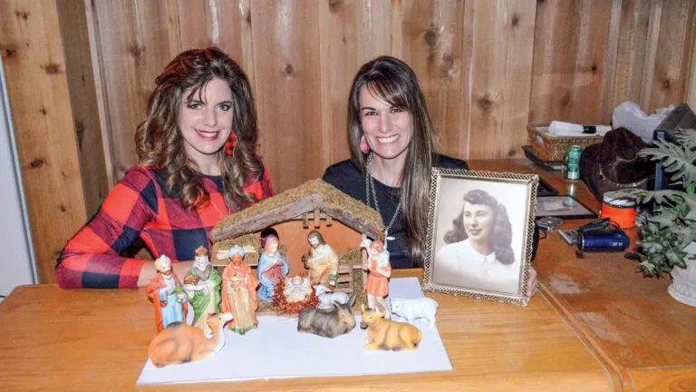 Sheila and Kristen with their grandmother's photo; Photo courtesy: Sheila Poppen