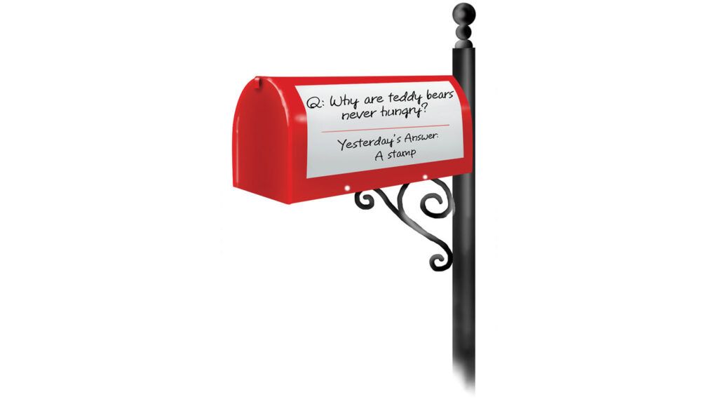 A mailbox with a riddle; Illustration by Coco Masuda