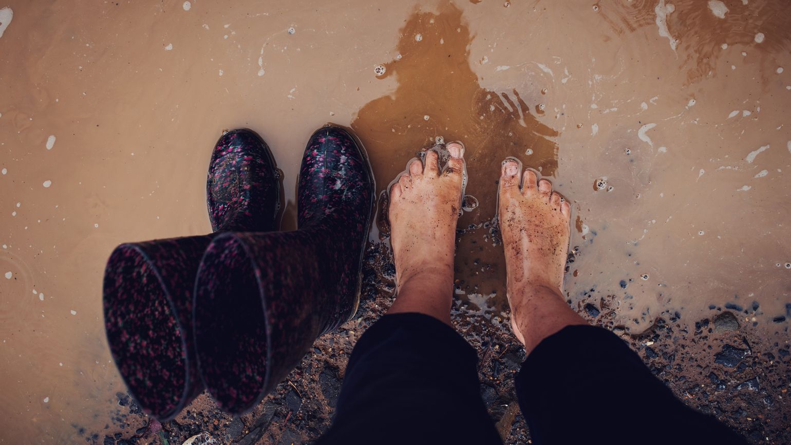 Standing in a muddy puddle; Getty Images