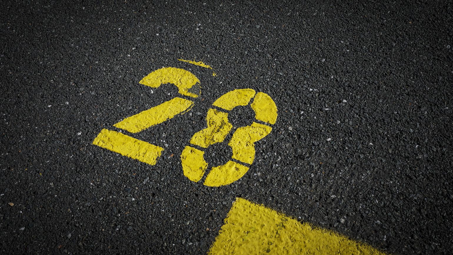 Number 28 on asphalt (Getty Images)
