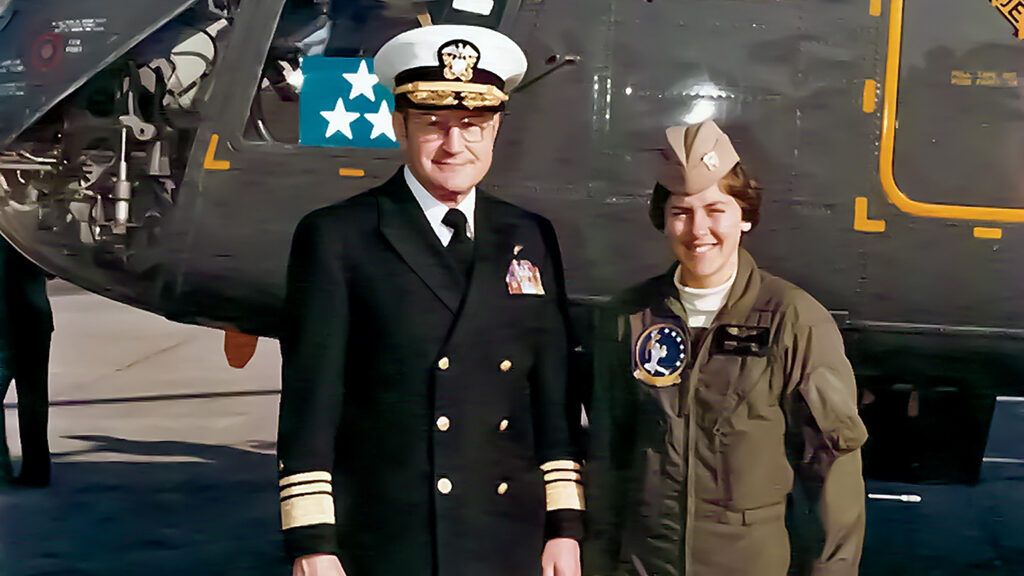 Capt. Wendy Lawrence and father Vice Admiral William Lawrence; photo courtesy Wendy Lawrence