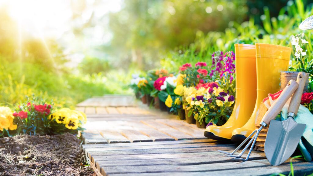 Gardening tools and rubber boots; Getty Images