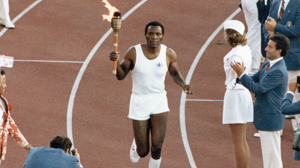 Rafer Johnson at 1984 Olympics in Los Angeles