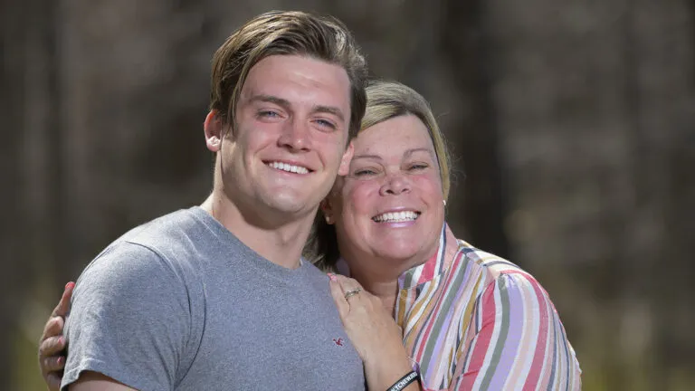 Heather Henry and her son Tim;  photo by Jim Graham