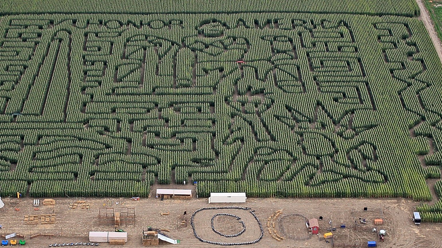 Corn maze featuring U.S National landmarks; AP Photo/The Billings Gazette, Bob Zellar