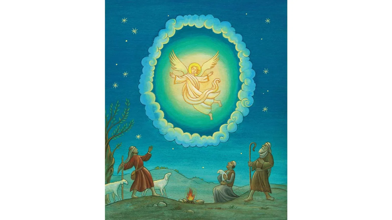 The Lord's angel ascending to the shepherds; Illustration by Stefano Vitale