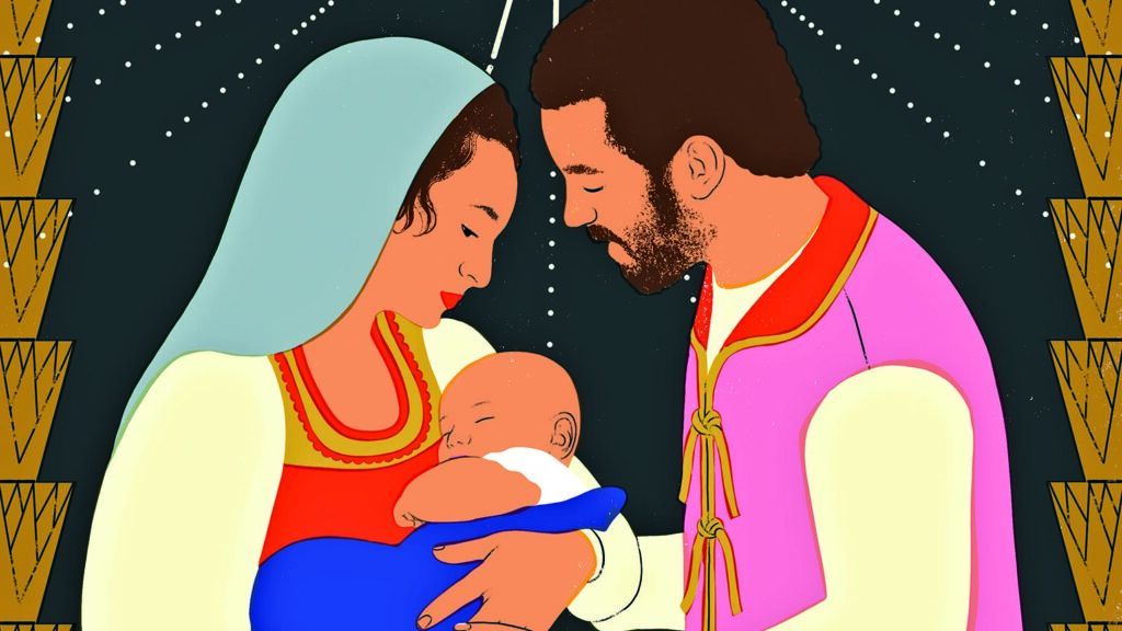 Illustration of Jesus, Mary and Joseph