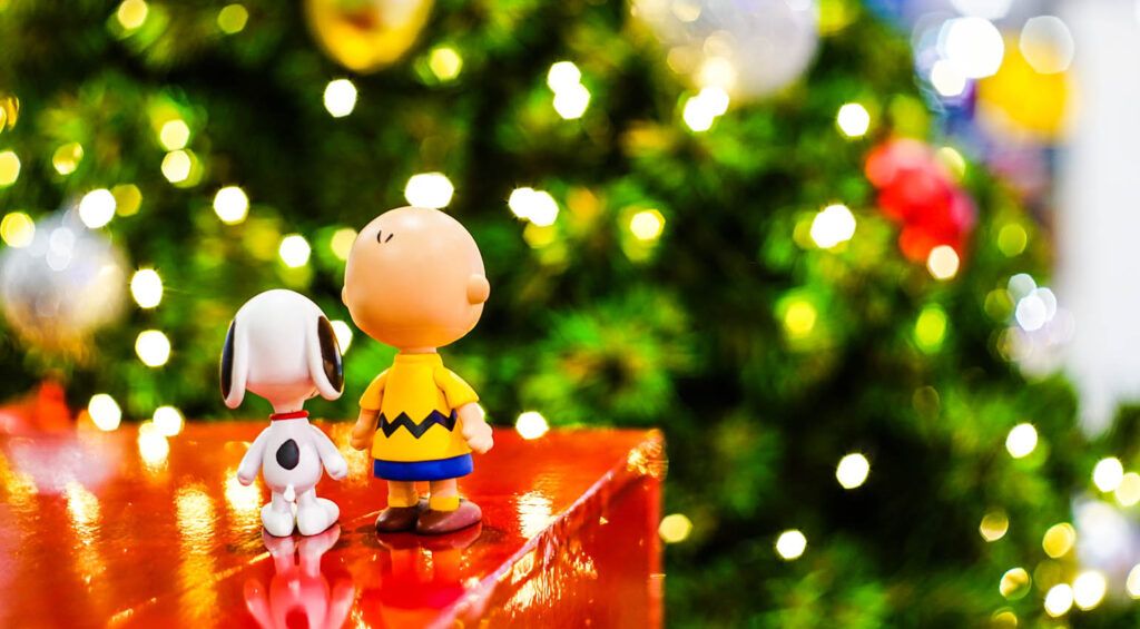 Charlie Brown and Snoopy at Christmas