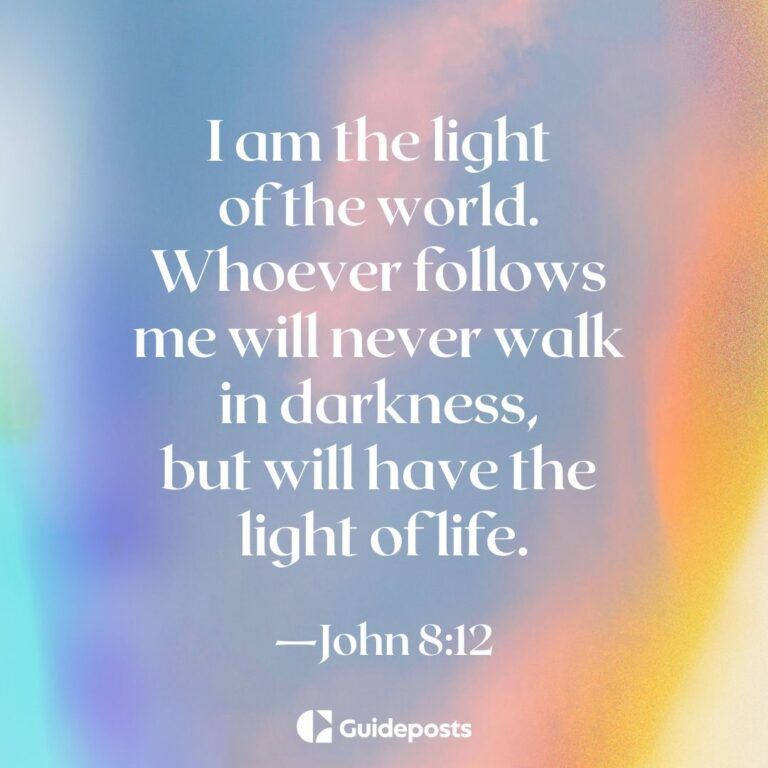 Easter Bible verse stating I am the light of the world. Whoever follows me will never walk in darkness, but will have the light of life.
