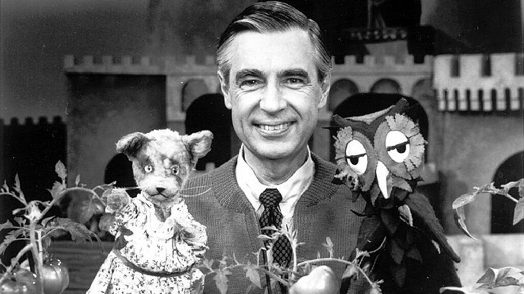 Fred Rogers with X the Owl and Henrietta Pussycat; Wikimedia Commons