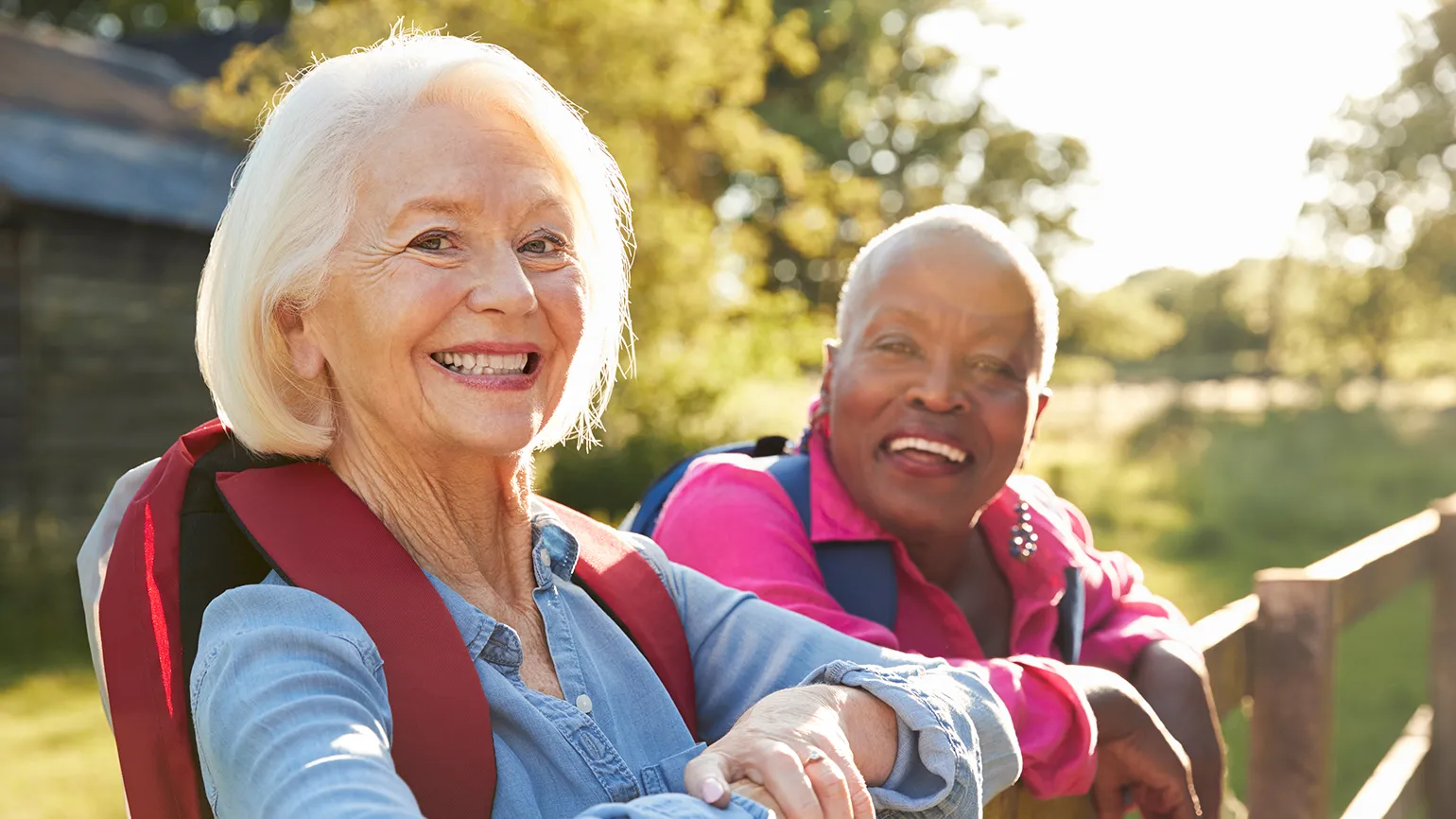 Two women smiling