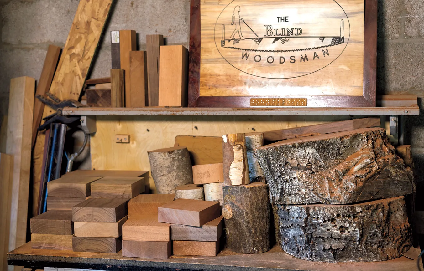 John's tools and a handmade sign; photo by Randy Boverman