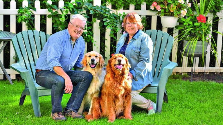 Mike and Peggy with their good boys, Pete (left) and Ernest