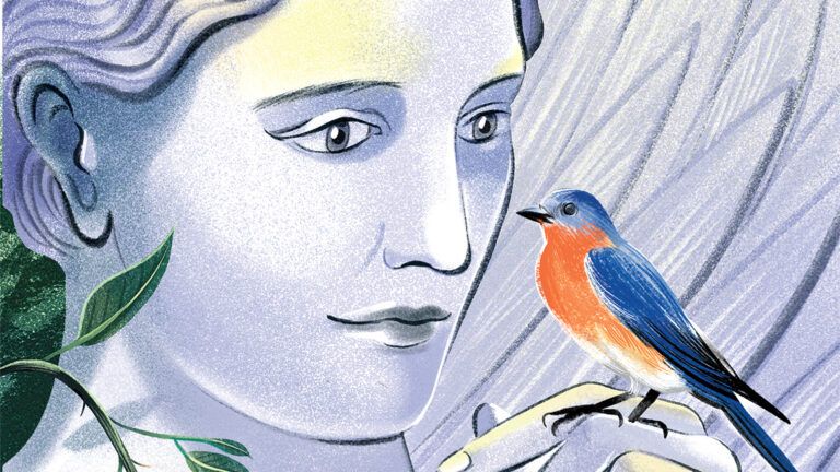 Eleanor Taylor's illustration of an angel with a bluebird