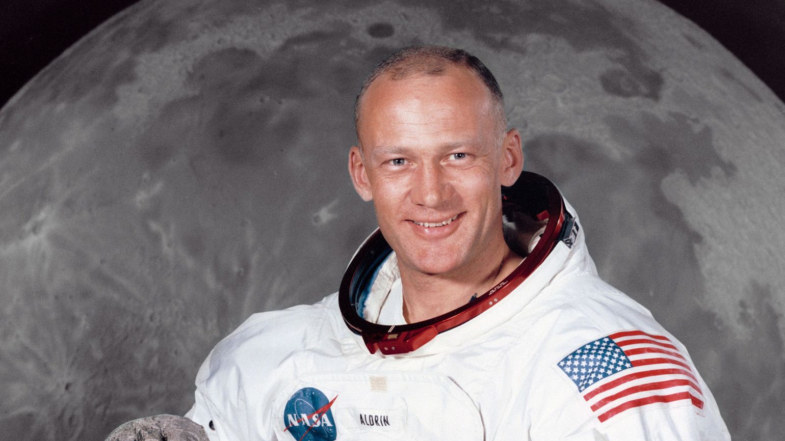 Buzz Aldrin portrait photo with inspirational quotes from NASA Astronauts