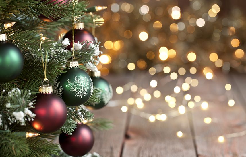 Ornaments on a Christmas tree