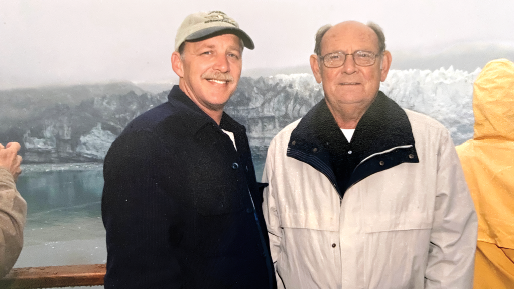 Kevin [left] with his father smiling; Photo credit: Kevin Emshoff