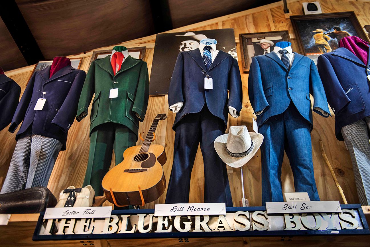 Outfits worn by Monroe and other Bluegrass musicians; photo by Scott Goldsmith
