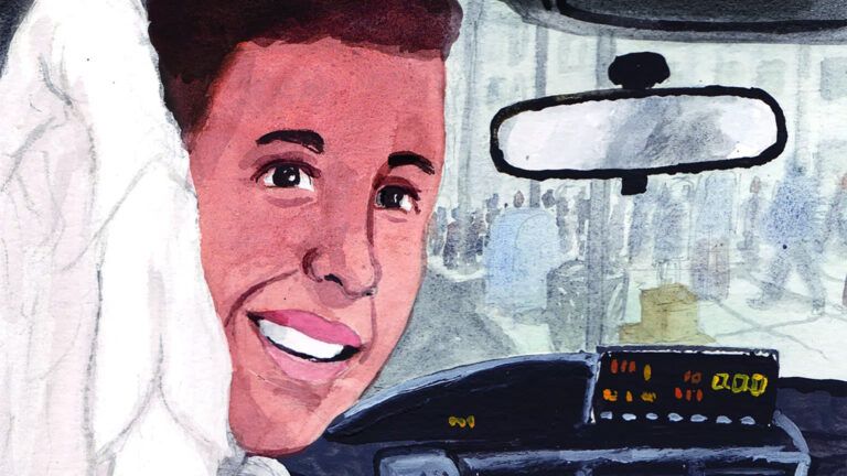 Illustration of a smiling cab driver