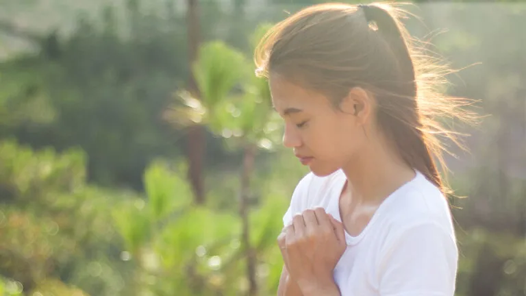 A woman prays