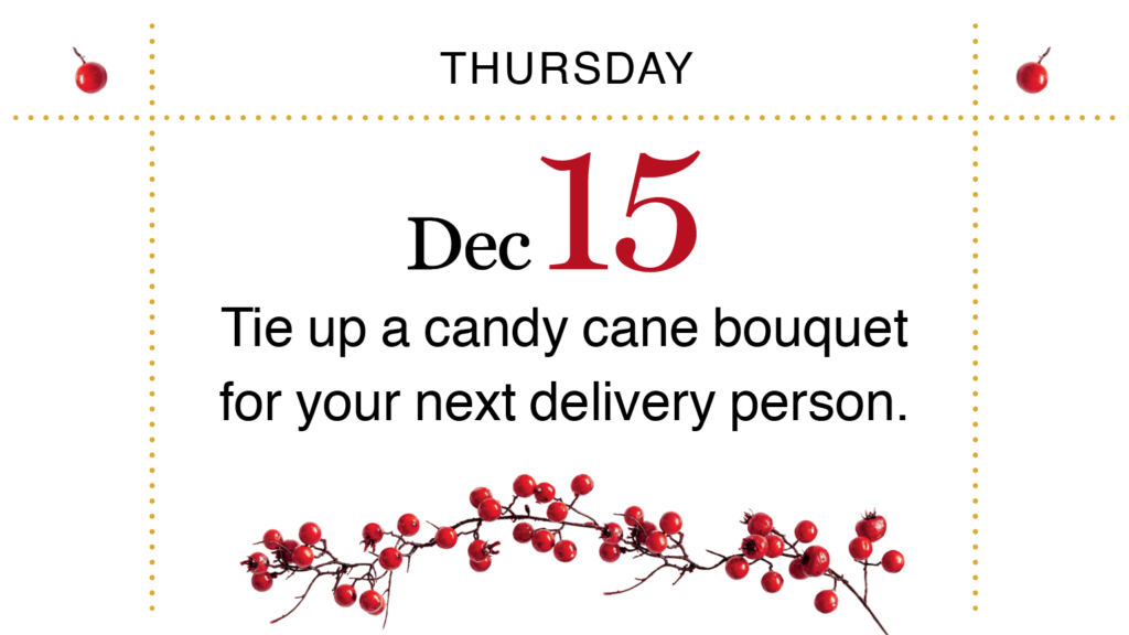 Advent, Day 19: Surprise your delivery person with a candy cane