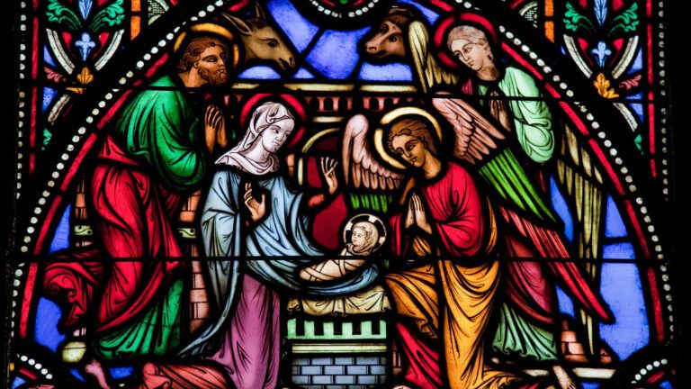 The Nativity in stained glass