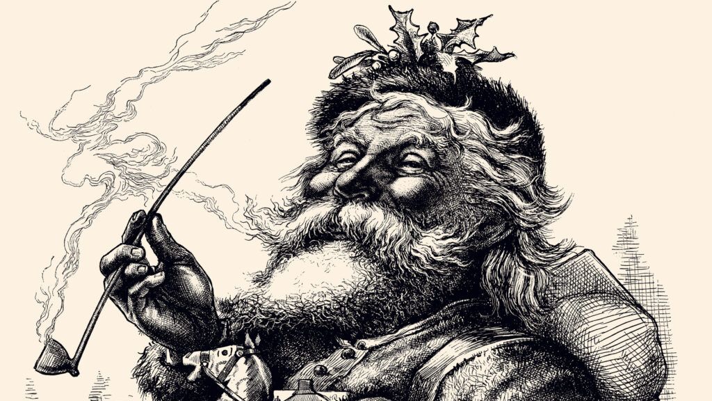 An ullustration of Santa Claus by Thomas Nast 1881 showing the history of Santa Claus