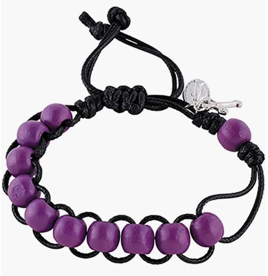 Lent gift rosary bracelet with purple beads