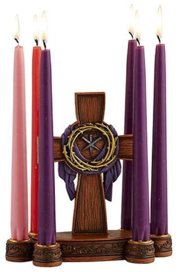 Lenten candle holder with lit candle lent gifts