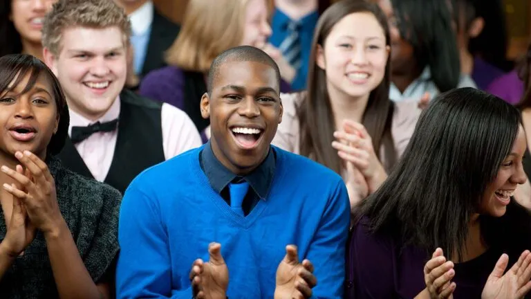 Young people at a church singing lent hymns together