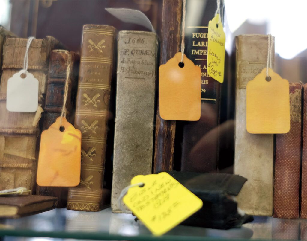 Some of the antique books and vintage volumes on display; photo by Roy Gumpel