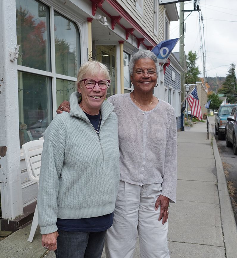 Retired college professors Barbara Balliet and Cheryl Clarke, owners of Blenheim Hill Books; photo by Roy Gumpel