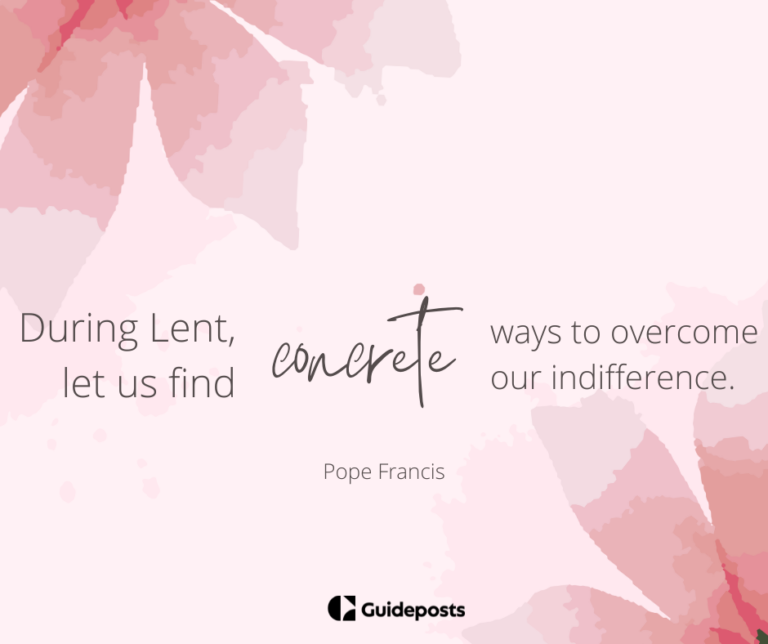 pink flowers with a lent quote by Pop Francis