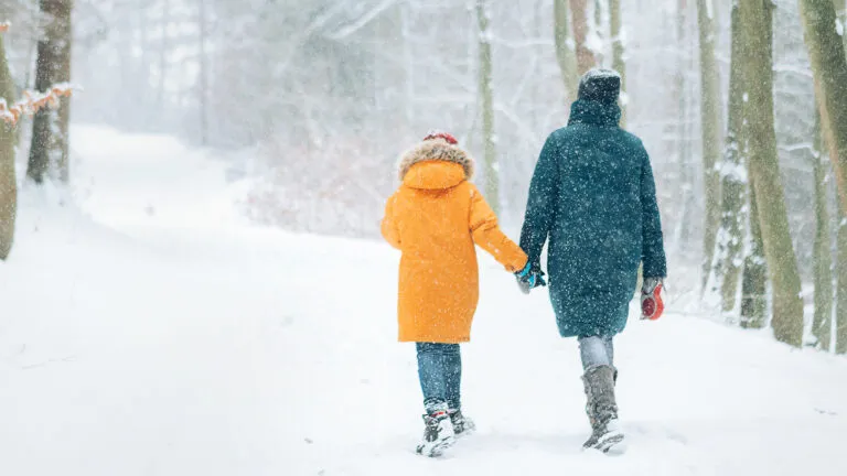 A family bonds with snow day activities