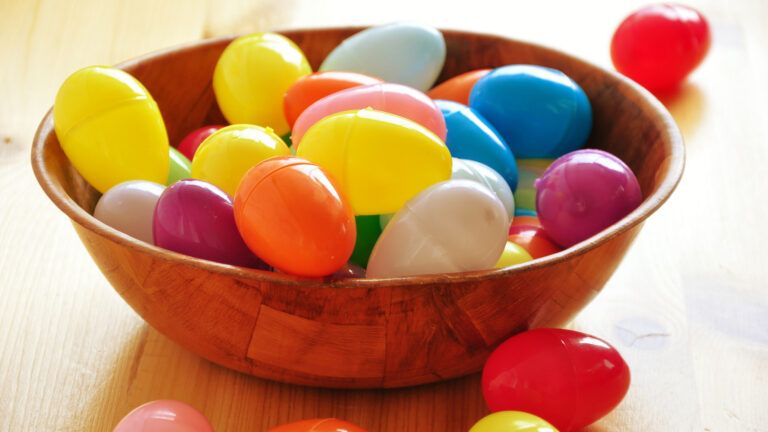 A bowl of plastic eggs that can serve as a special Lent activity for the family.