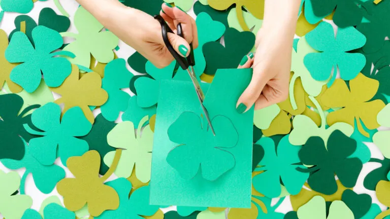 Making paper shamrocks or clovers