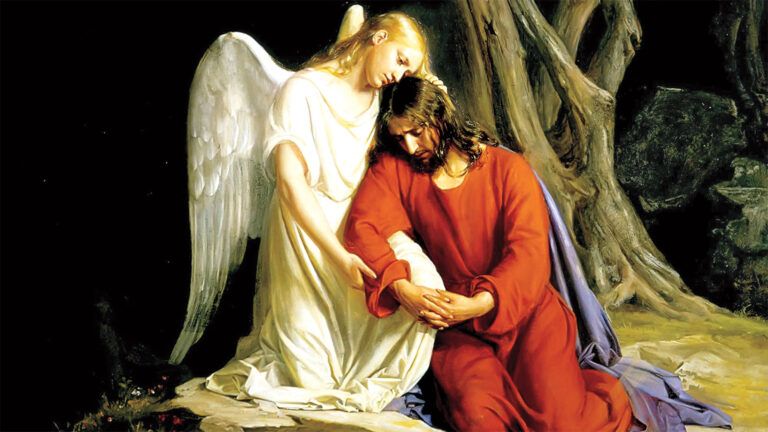 An angel comforting Jesus before his arrest in the Garden of Gethsemane, by Carl Bloch, 1873. Credit: Alamy