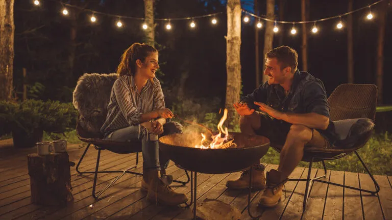 Couple having their traditional Easter bonfire together