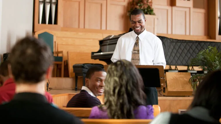 People attend a church service for their Easter tradition